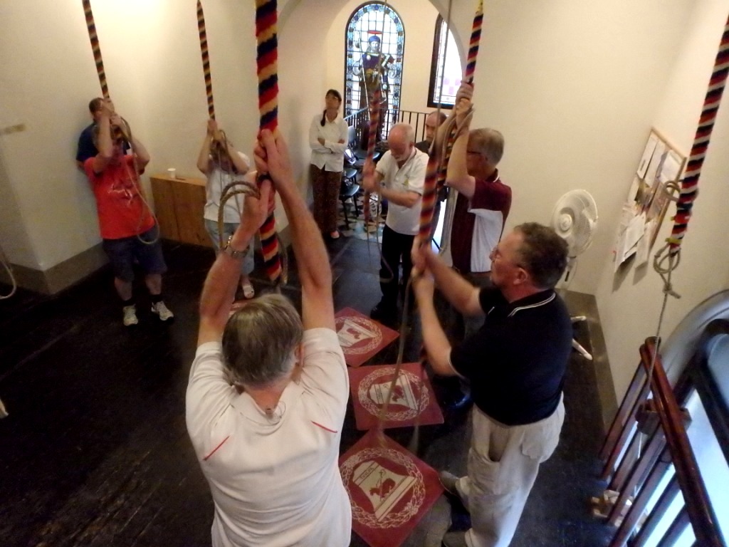 Photo of bellringers in action