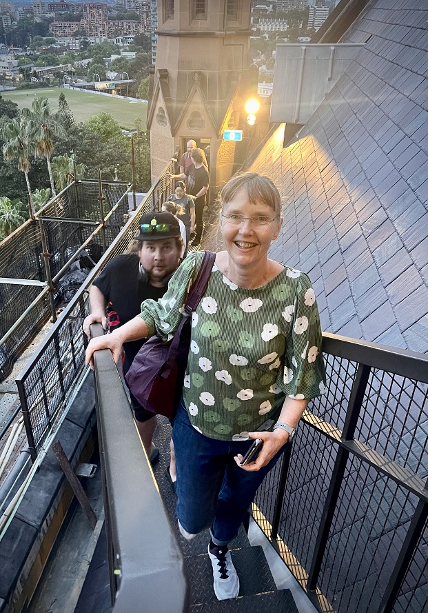 Ringers climbing steps