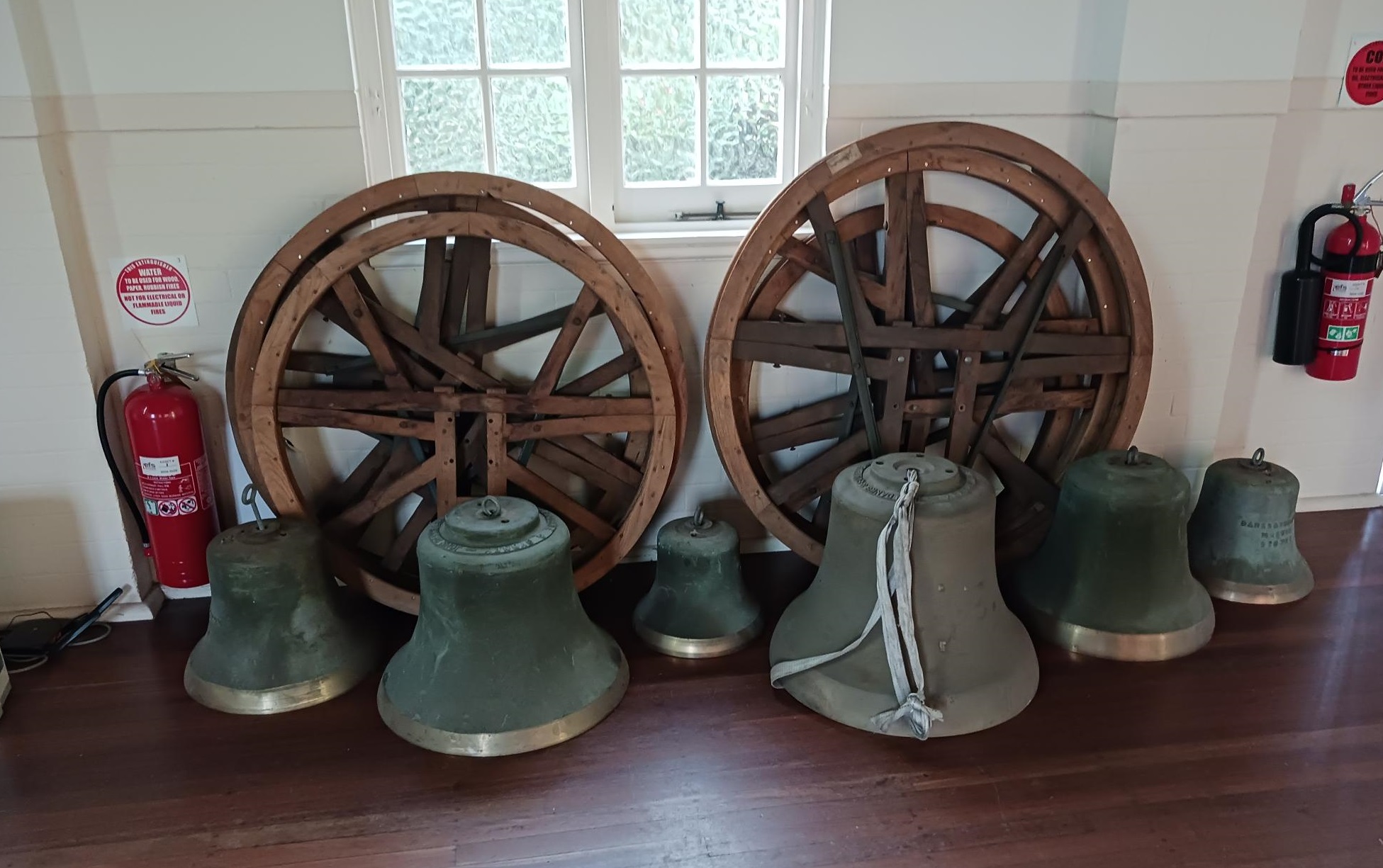 Bells and wheels inside church
