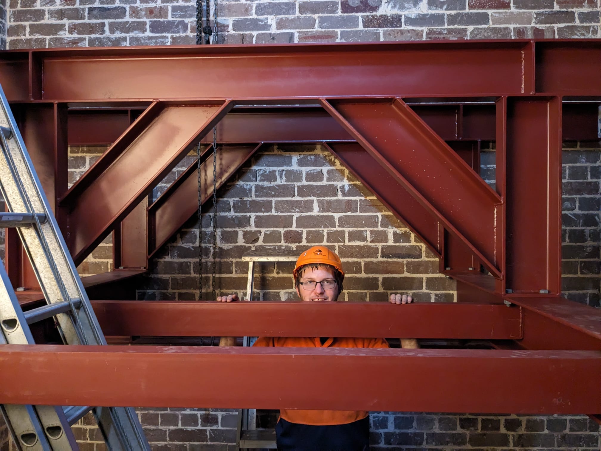 Thomas Perrins with the installed frame